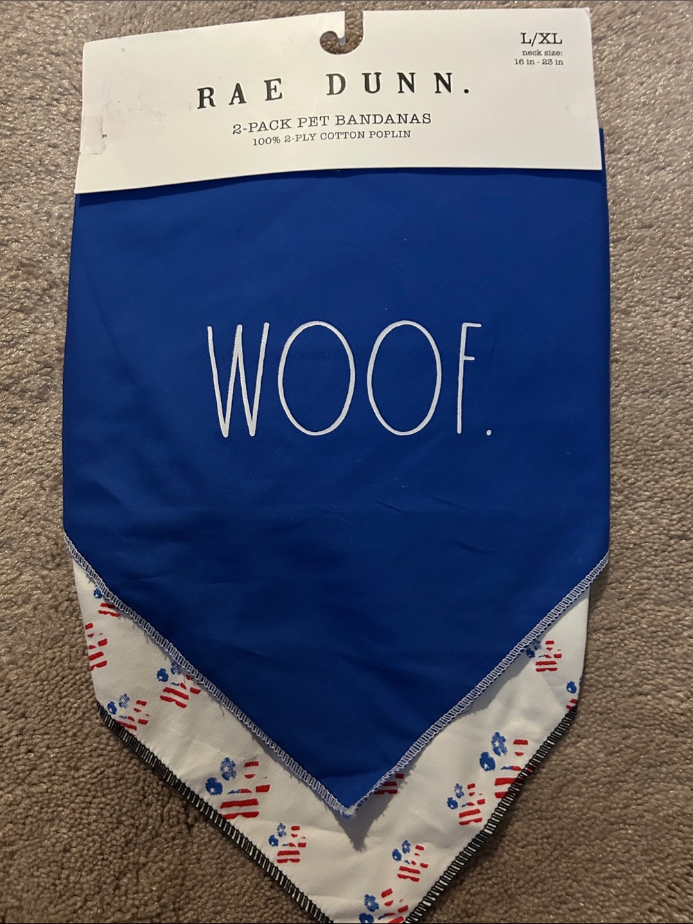 Rae Dunn Blue and White Pet Bandanna 2-Pack